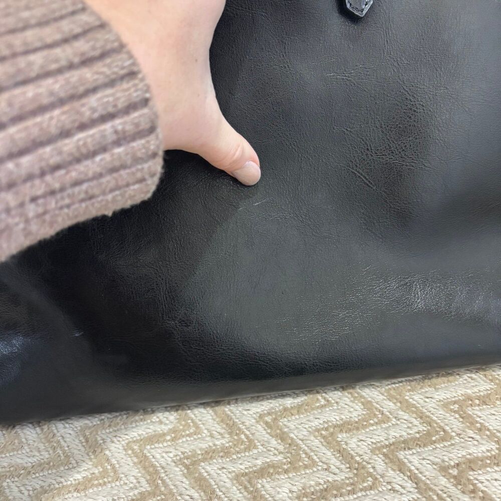 Kattee Black Leather Shoulder Tote Bag Purse Zip Top - Picture 11 of 11